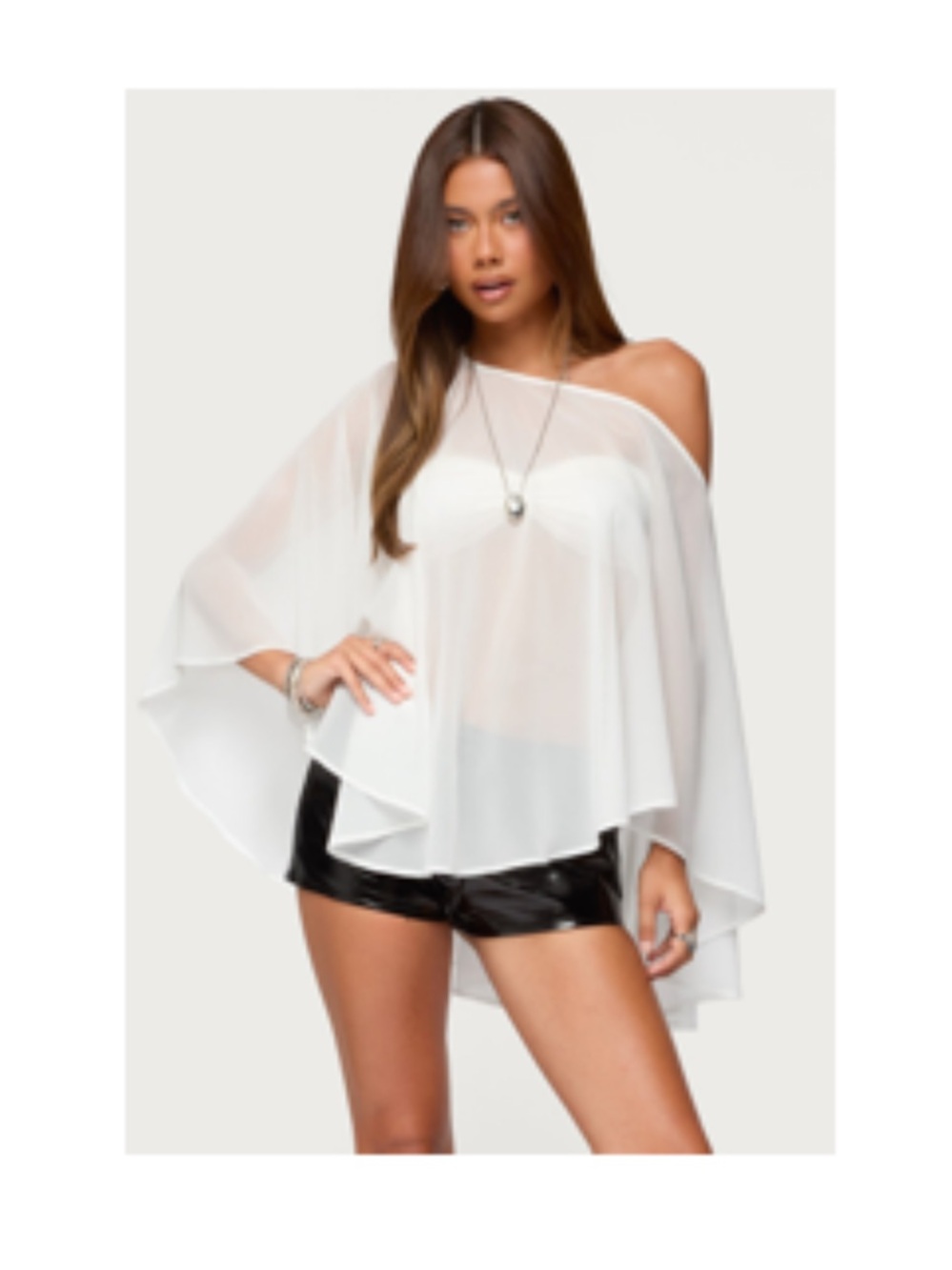 Edikted sheer white poncho shirt